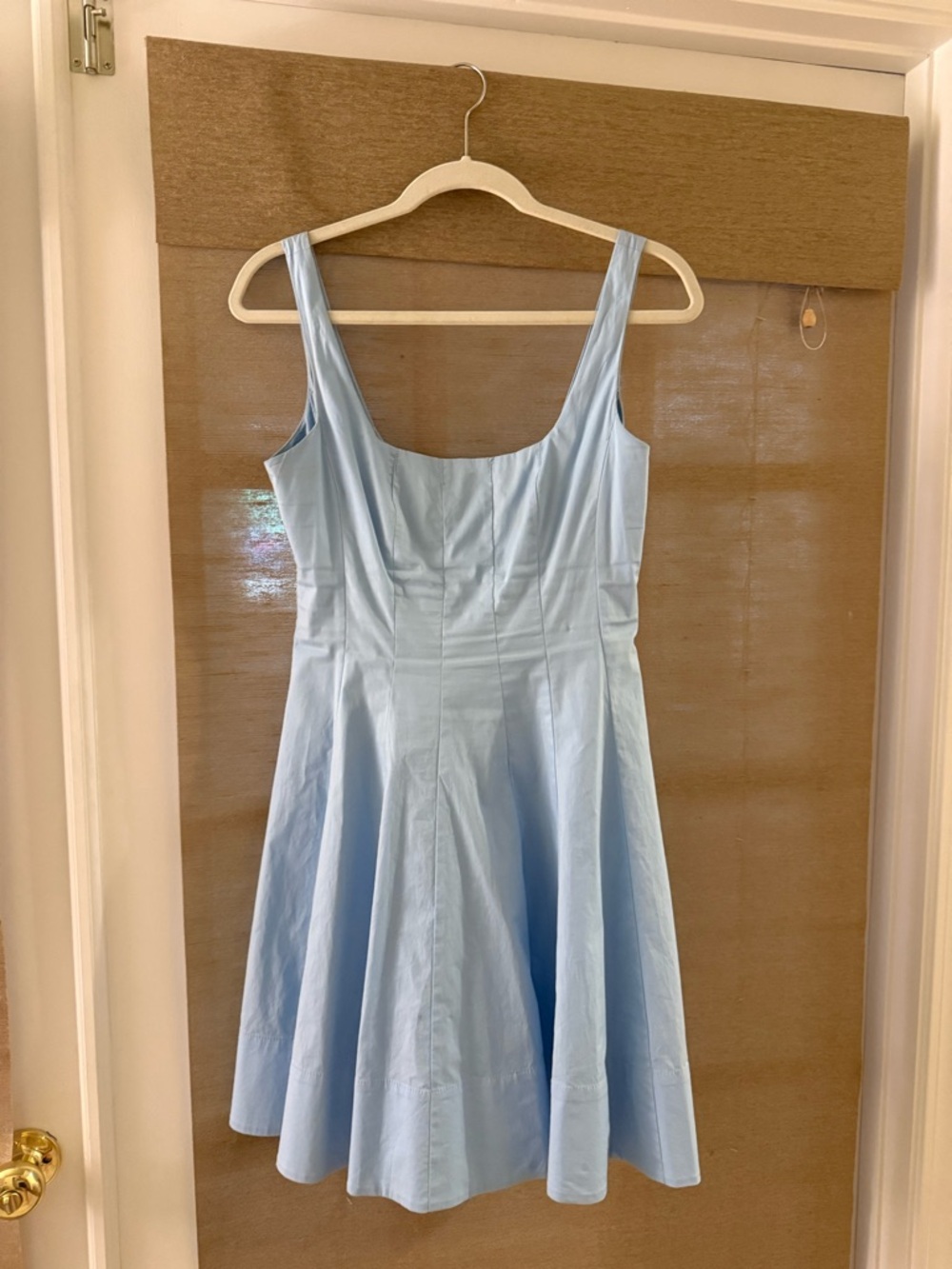 STAUD Light Blue Fit & Flare Mini Dress